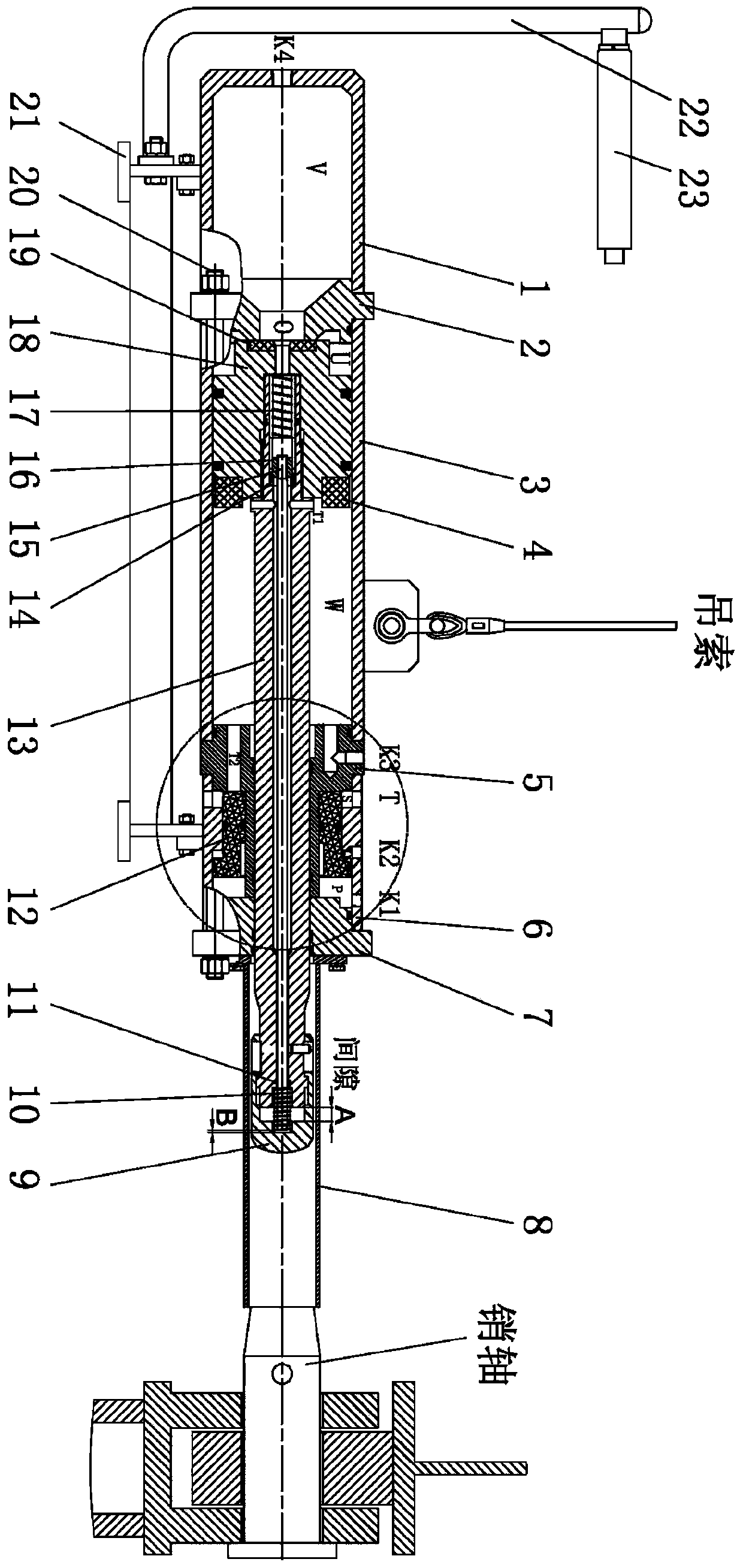 Pneumatic pin shaft disassembling tool for oil rig and control system of pneumatic pin shaft disassembling tool