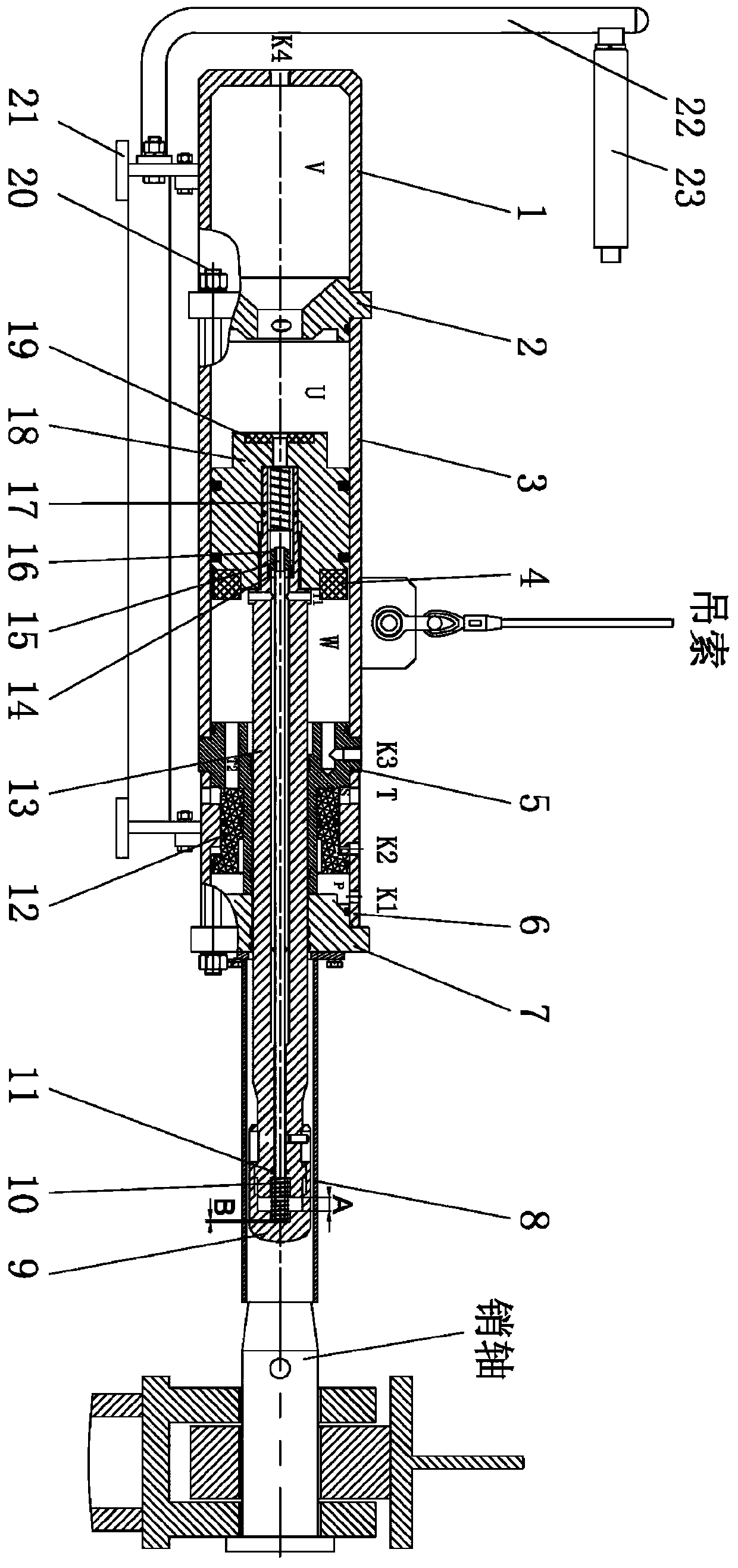 Pneumatic pin shaft disassembling tool for oil rig and control system of pneumatic pin shaft disassembling tool