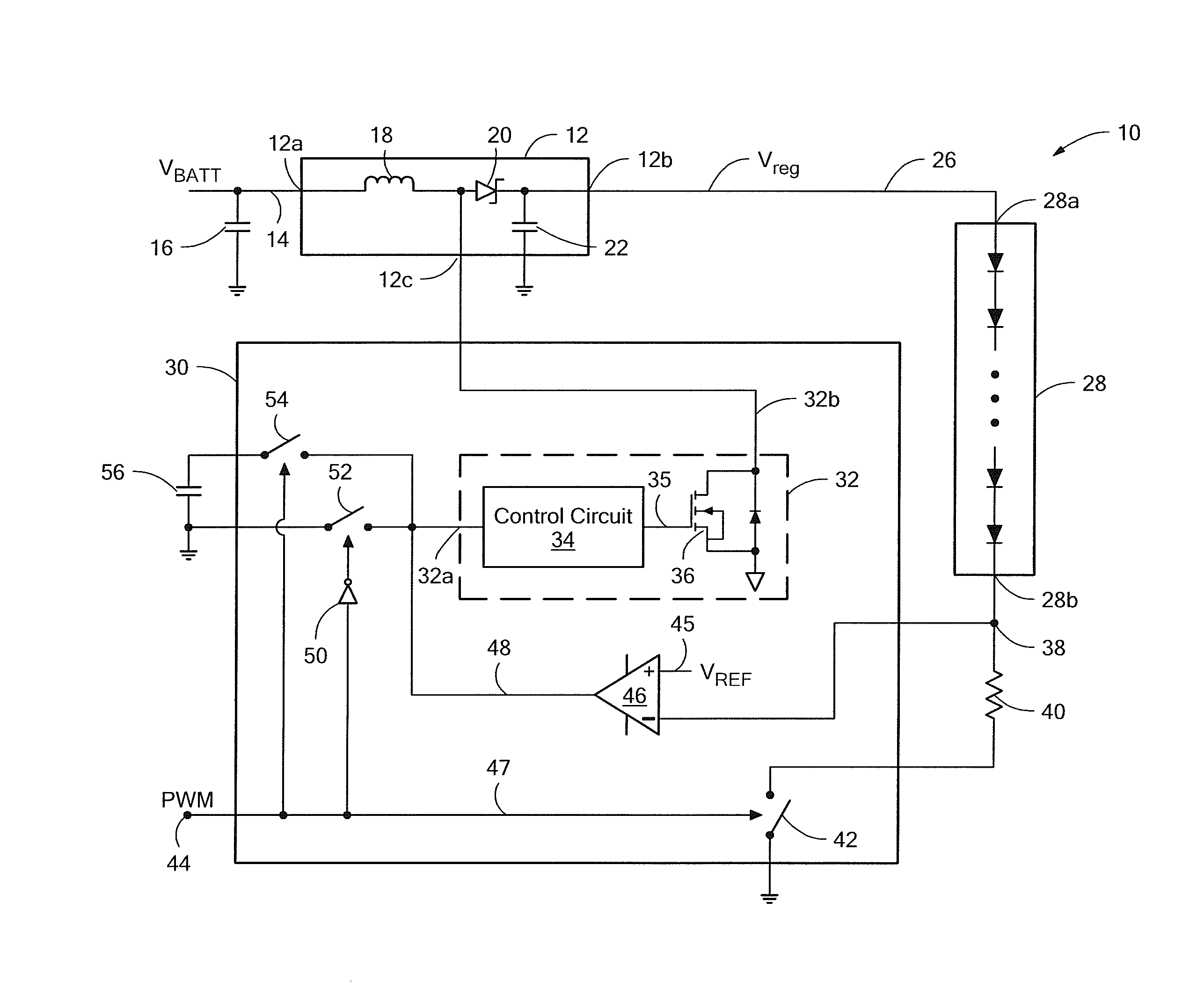 Electronic circuits and methods for driving a diode load