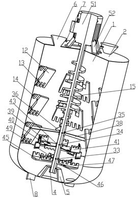 A spiral-type and paddle-type compound agitator with special-shaped dispersing discs and comb spoilers