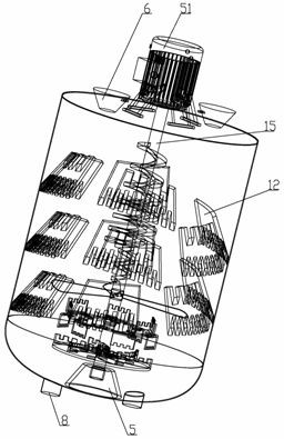 A spiral-type and paddle-type compound agitator with special-shaped dispersing discs and comb spoilers