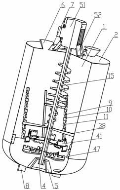 A spiral-type and paddle-type compound agitator with special-shaped dispersing discs and comb spoilers