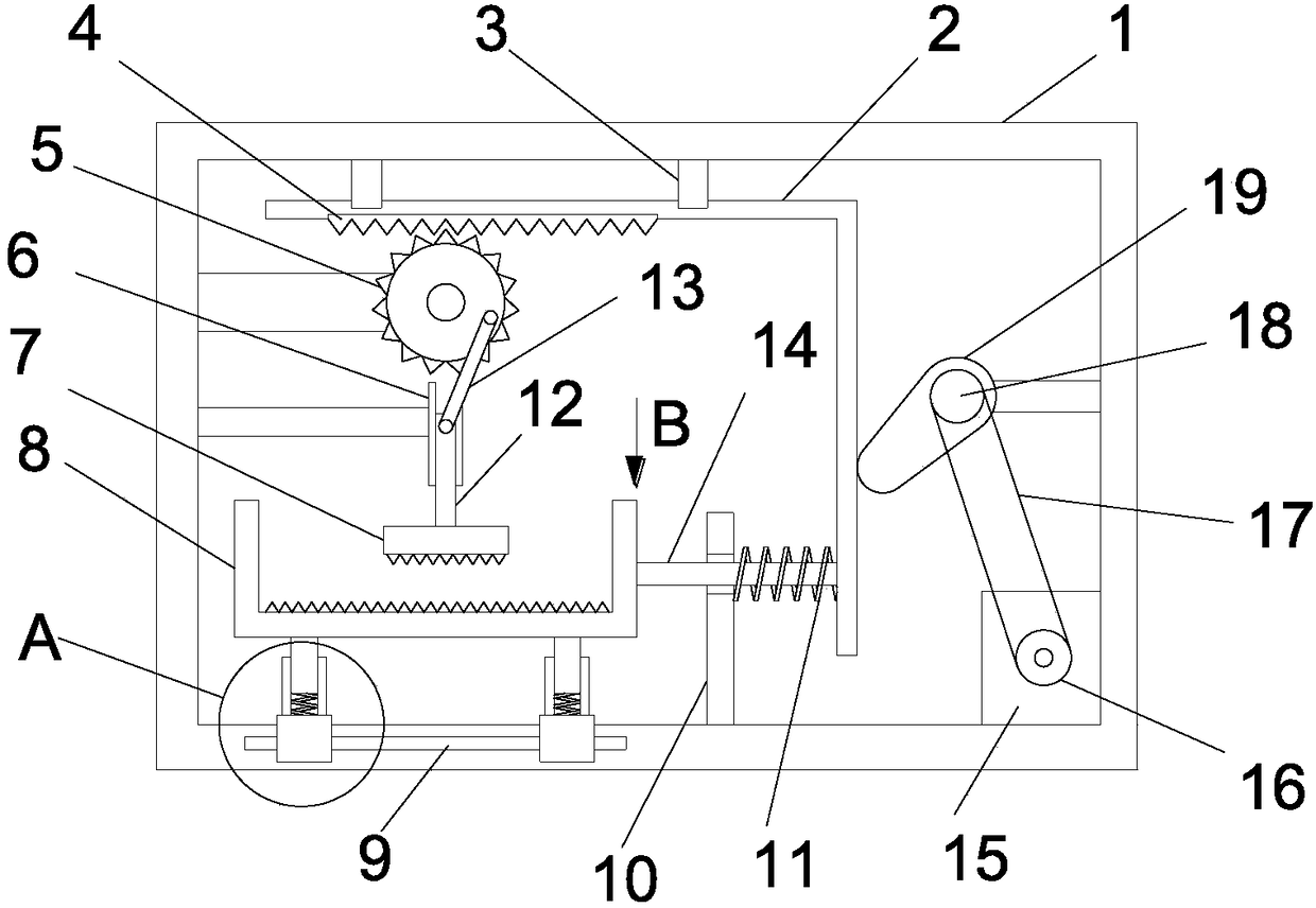 Damping type ore coarse crushing device for mining machining