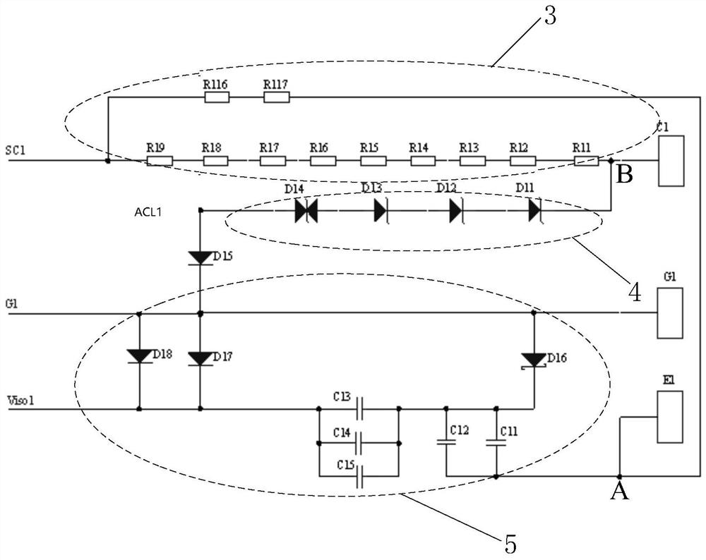 Gate absorption suppression and short-circuit protection circuit for double-transistor igbt