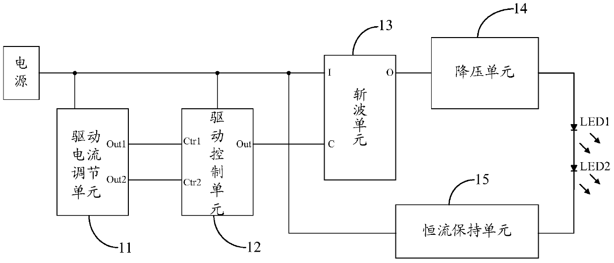 A step-down constant current LED driving circuit, driving device and lighting system