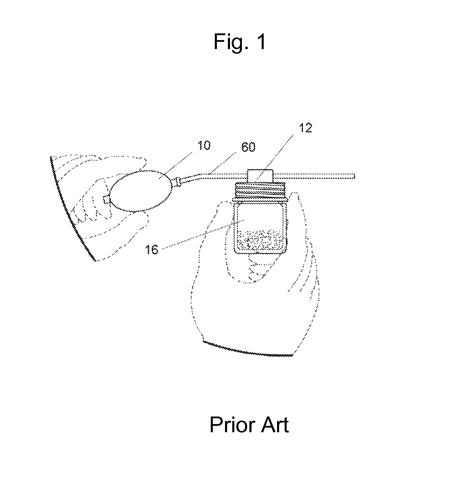 Hair building solids dispenser for one handed operation