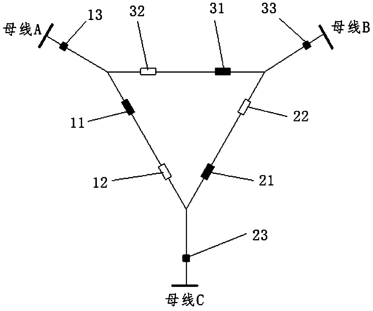 Three-line two-section two-connection medium-voltage overhead main distribution network and its construction method