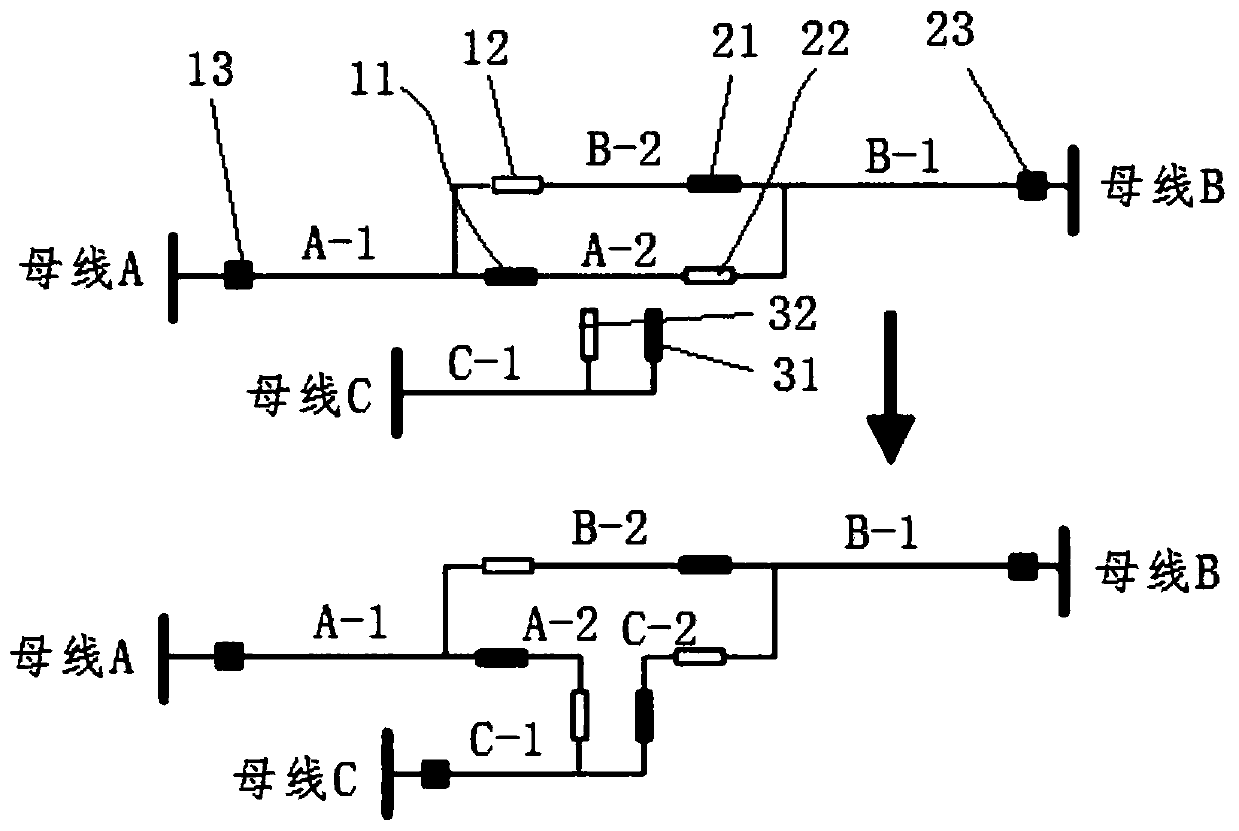 Three-line two-section two-connection medium-voltage overhead main distribution network and its construction method