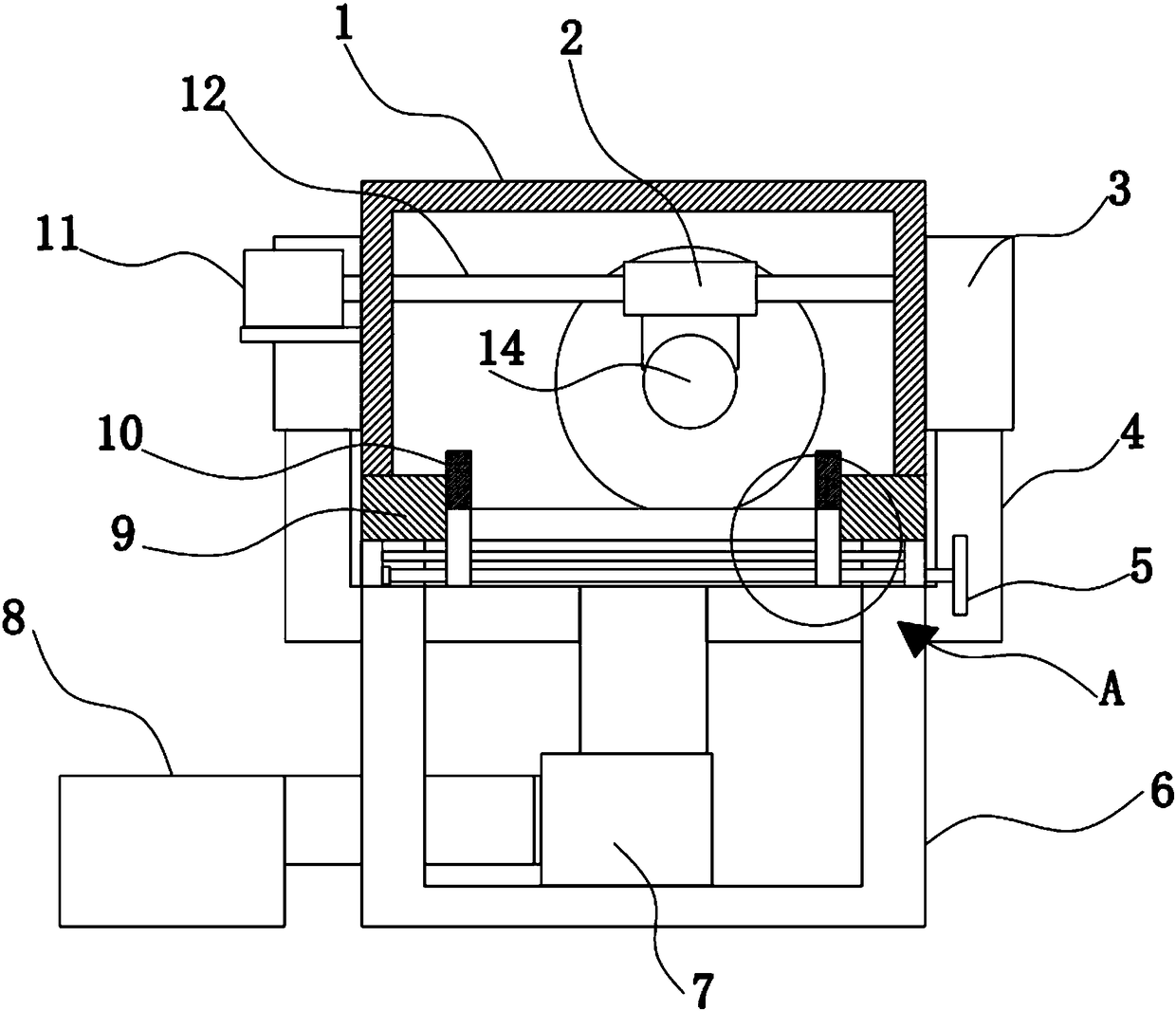 Mechanical automatic cutting device with dust cage