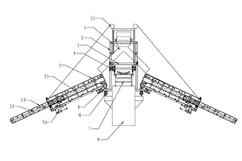 Movable pitching telescopic unloading device