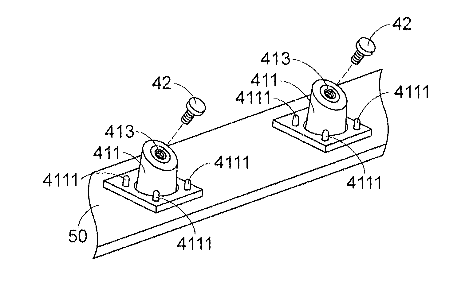 Fastening assembly and method for manufacturing fastening assembly at case