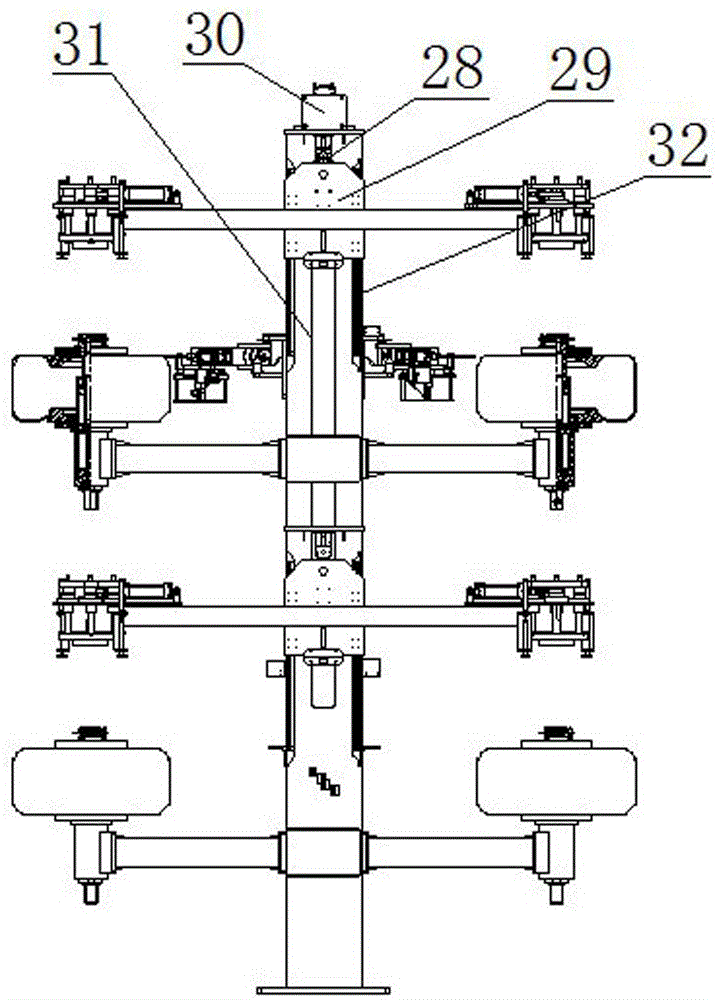 Post inflation device of double-layer and double-mode hydraulic shaping and curing press