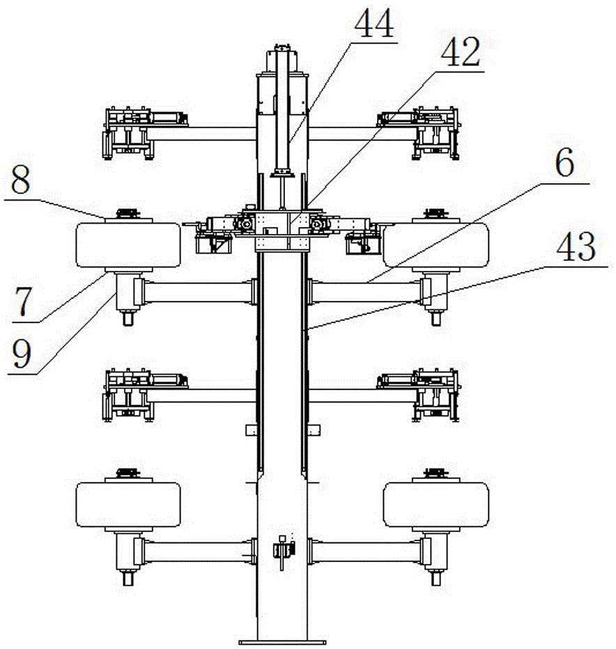 Post inflation device of double-layer and double-mode hydraulic shaping and curing press