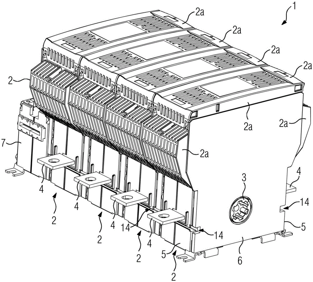 Multipole switch formed from multiple pole housings