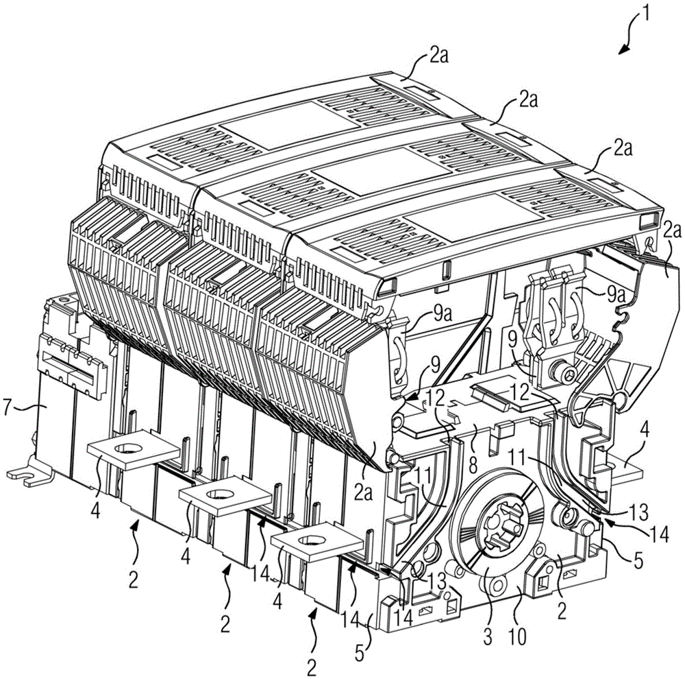 Multipole switch formed from multiple pole housings