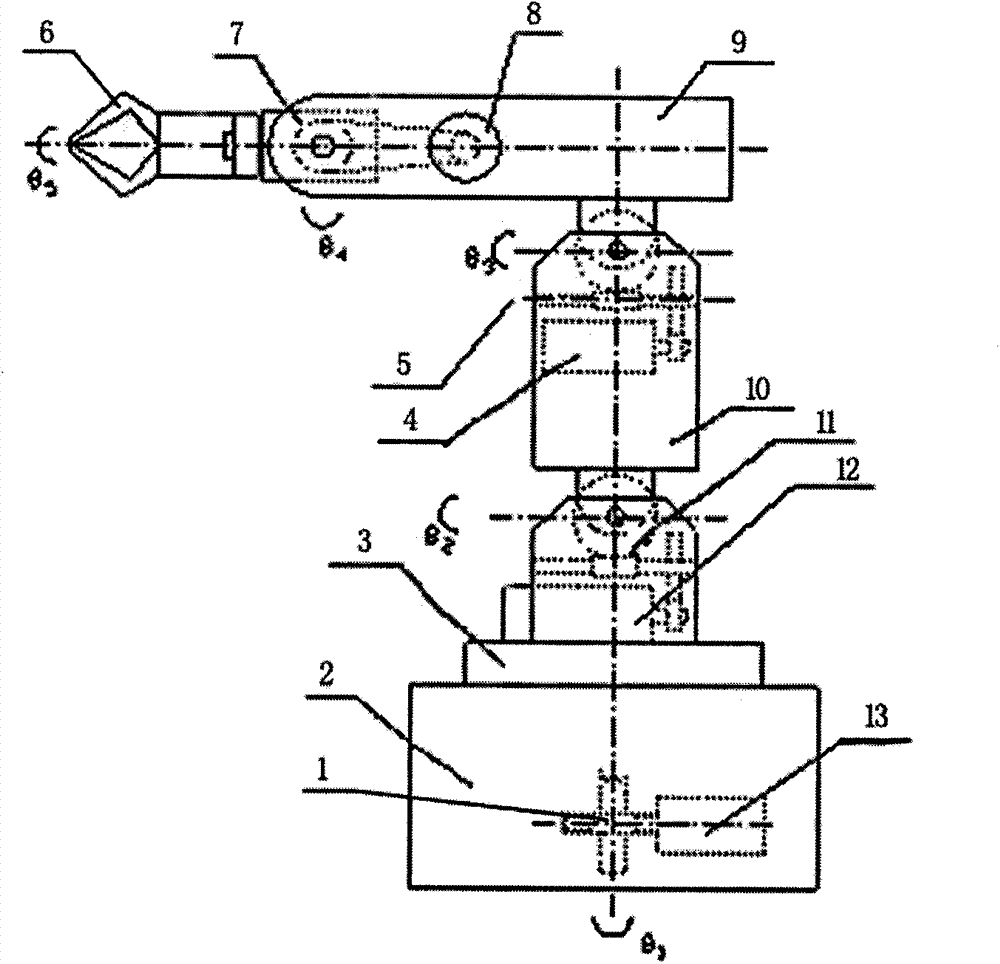 Five-degree-of-freedom non-offset vertical multi-joint type electric mechanical arm