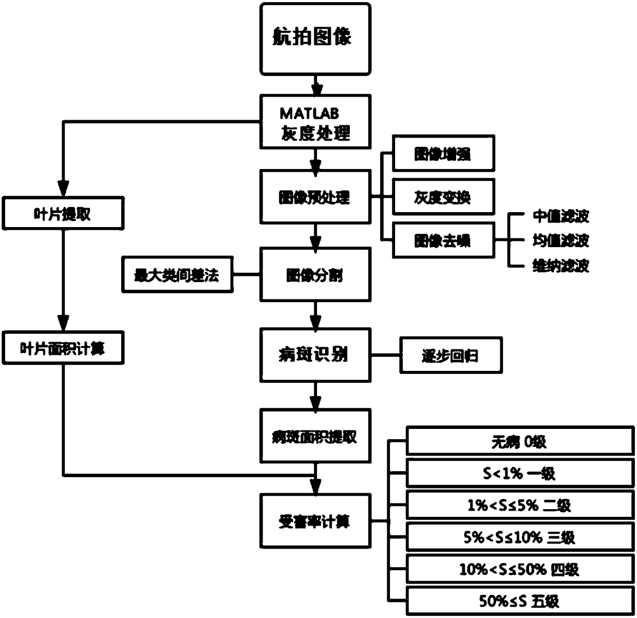 Method for distinguishing rice blast disease in rice based on aerial photographs of farmland