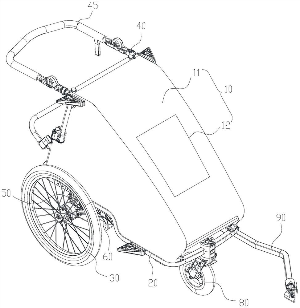 Portable folding mobile trailer type baby carriage