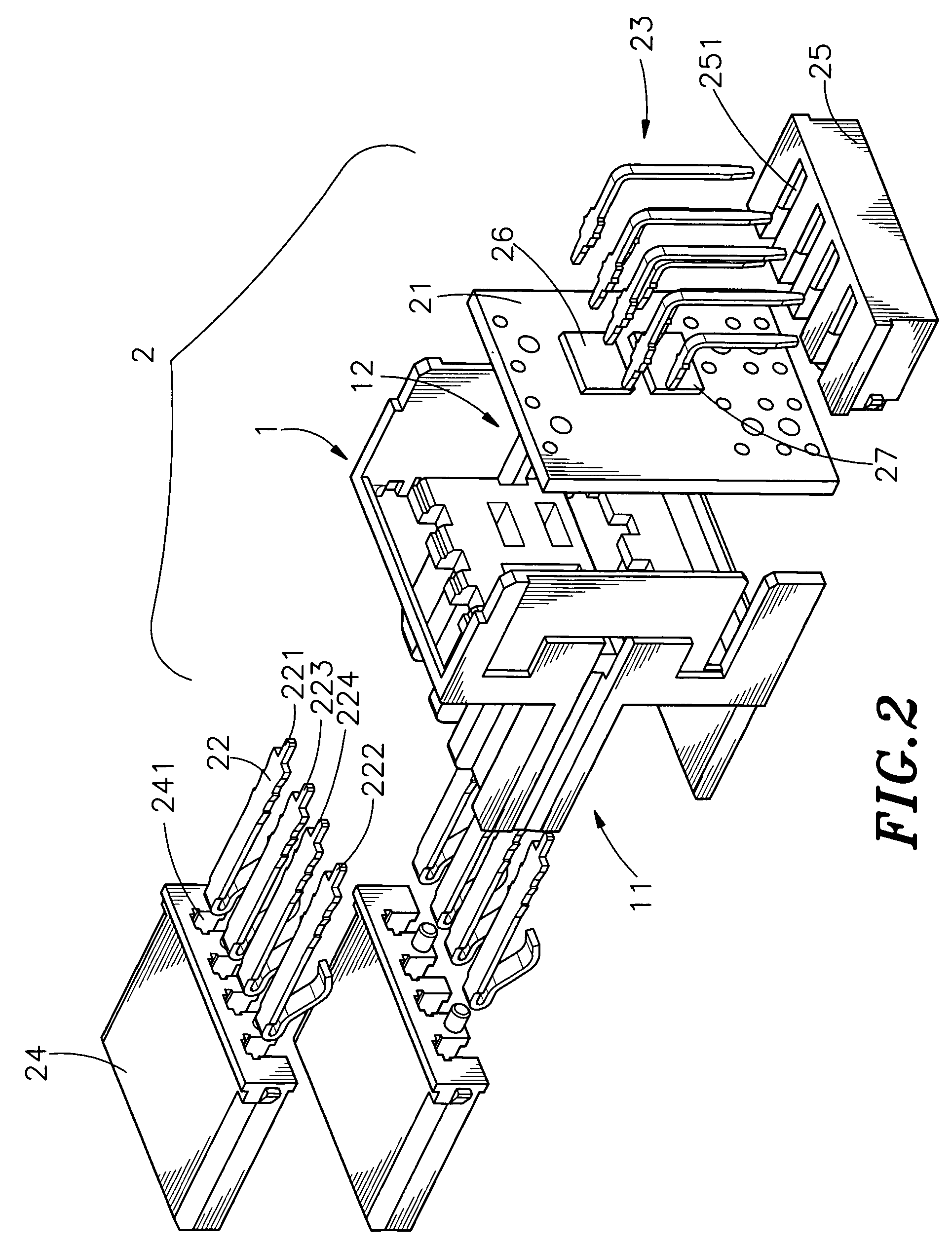 Structure of USB connector with power and signal filter modules