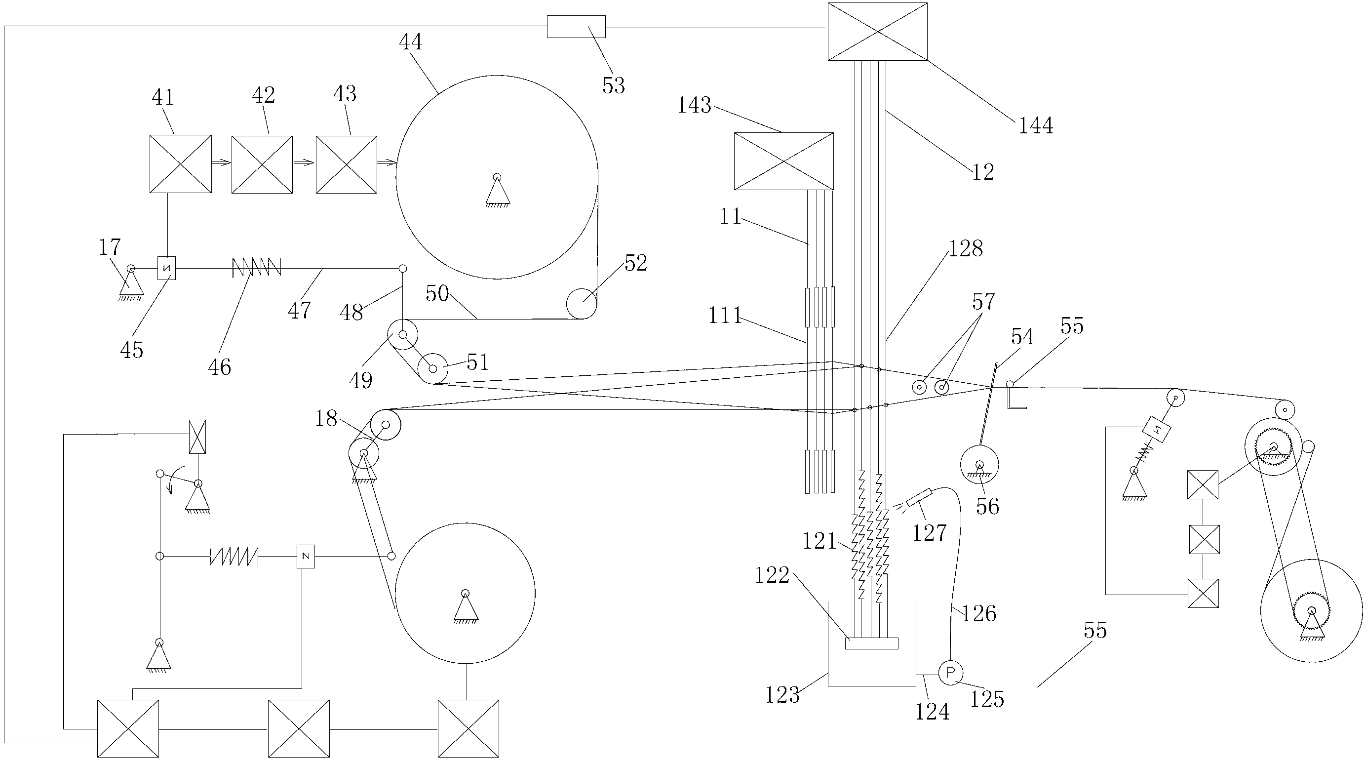 Double-let-off type composite shed water jet loom