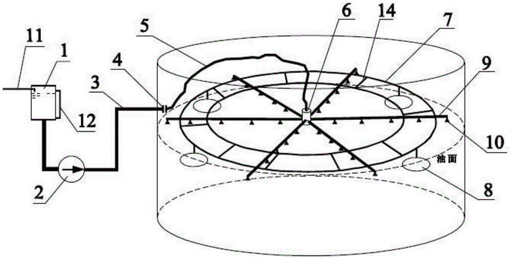 Radial ultra-fine water mist fire-extinguishing system for oil storage tank