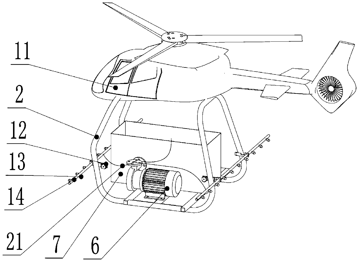 Flying type spraying dust removal device and method