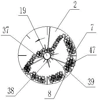 A dampening machine capable of improving the uniformity of temperature and humidity of tobacco leaves and reducing crushing