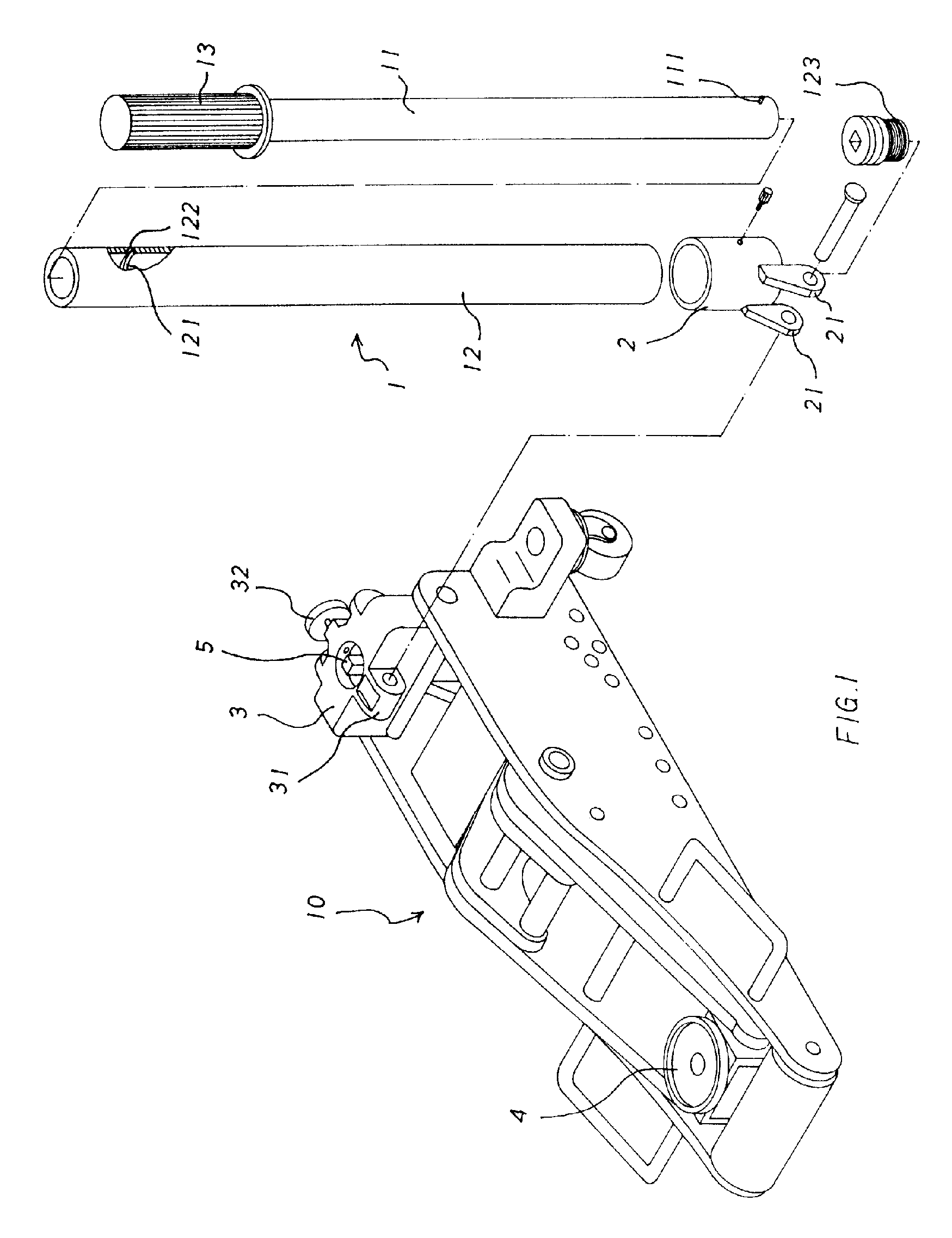 Extensible and turnover handle structure for a jack