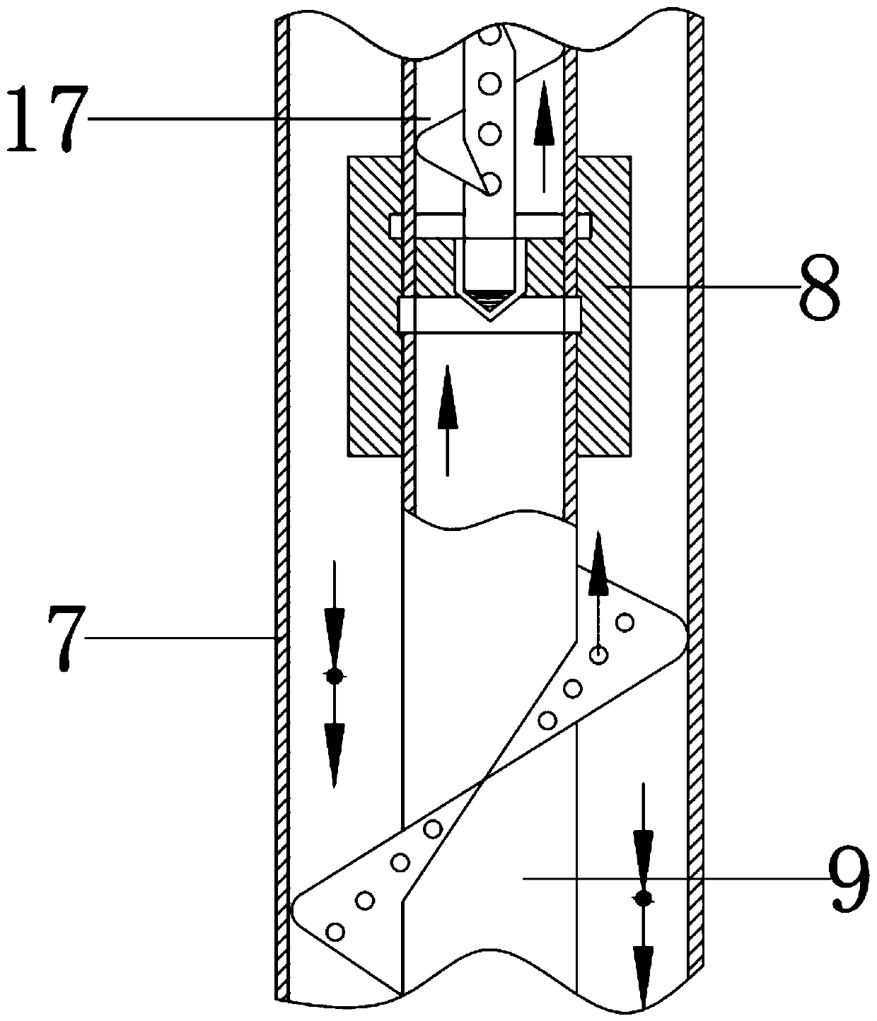 Multistage swing type oil-gas-sand separating device