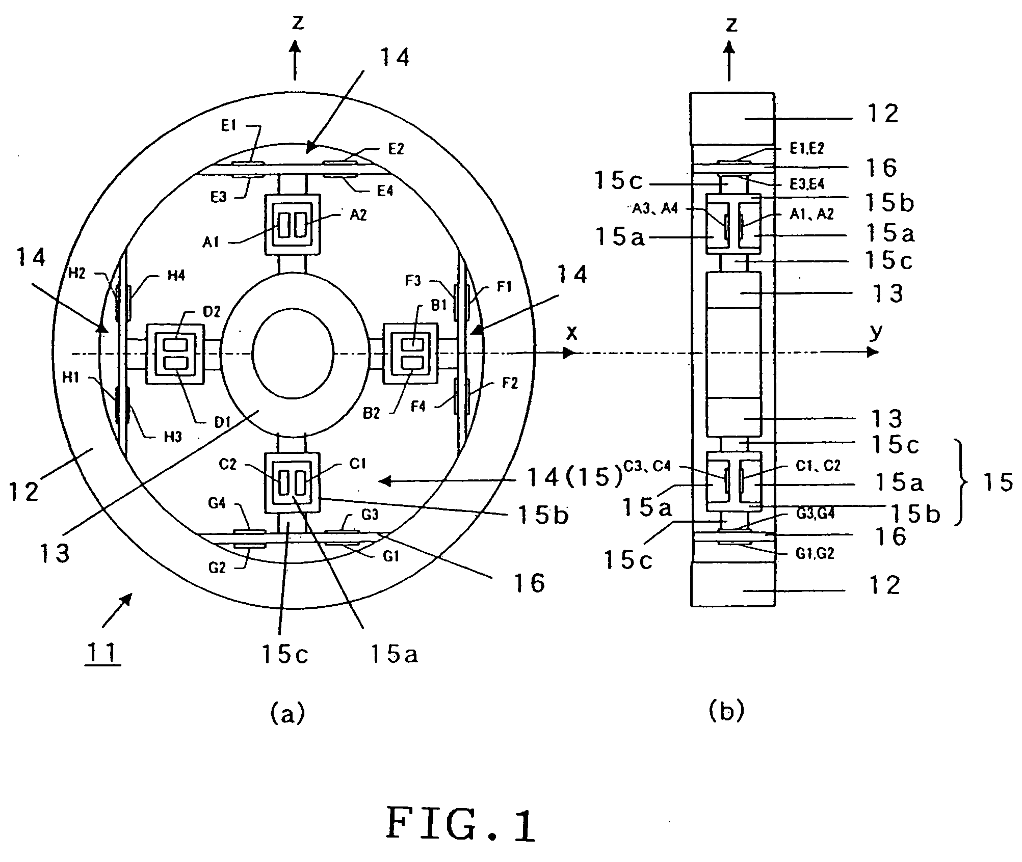 Rotary type component force measuring device