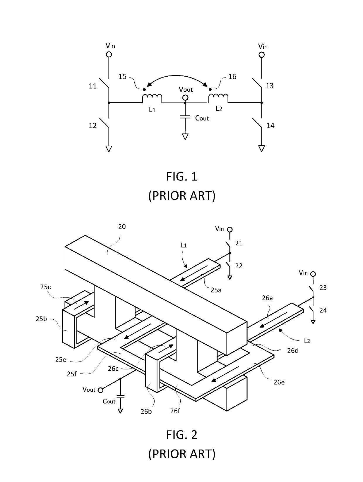 Multiphase voltage converter with coupled inductors of reduced winding loss and core loss