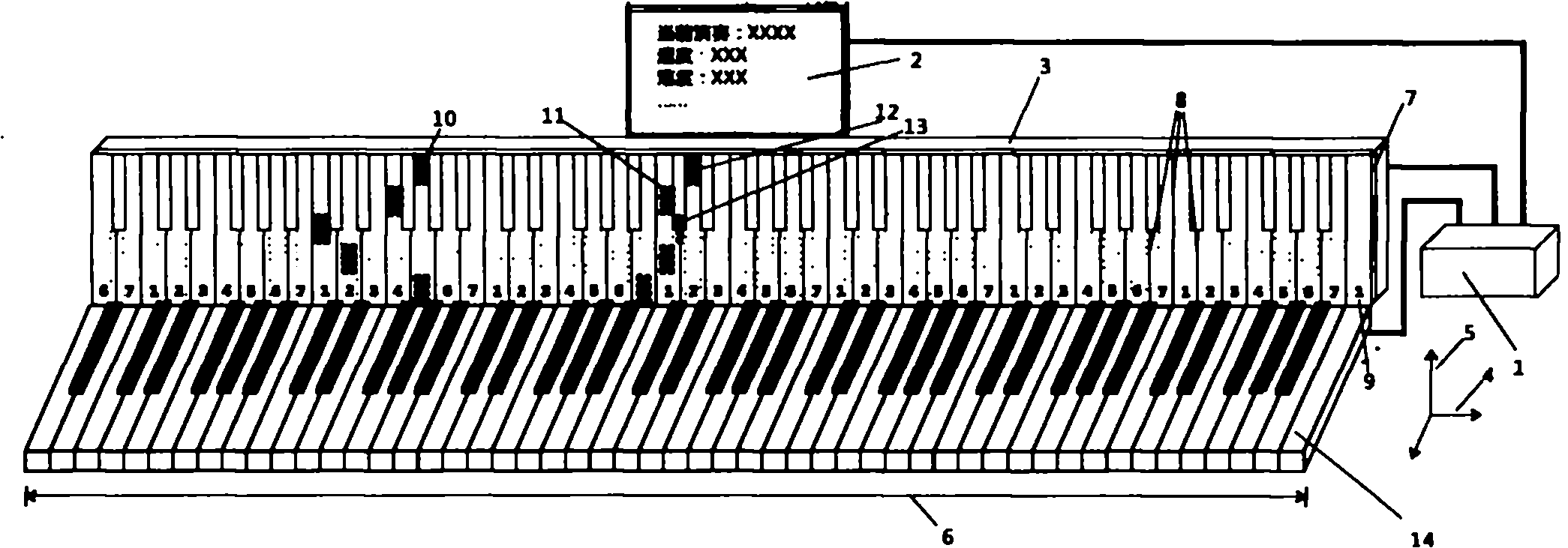 Musical note indicator for keyboard instrument