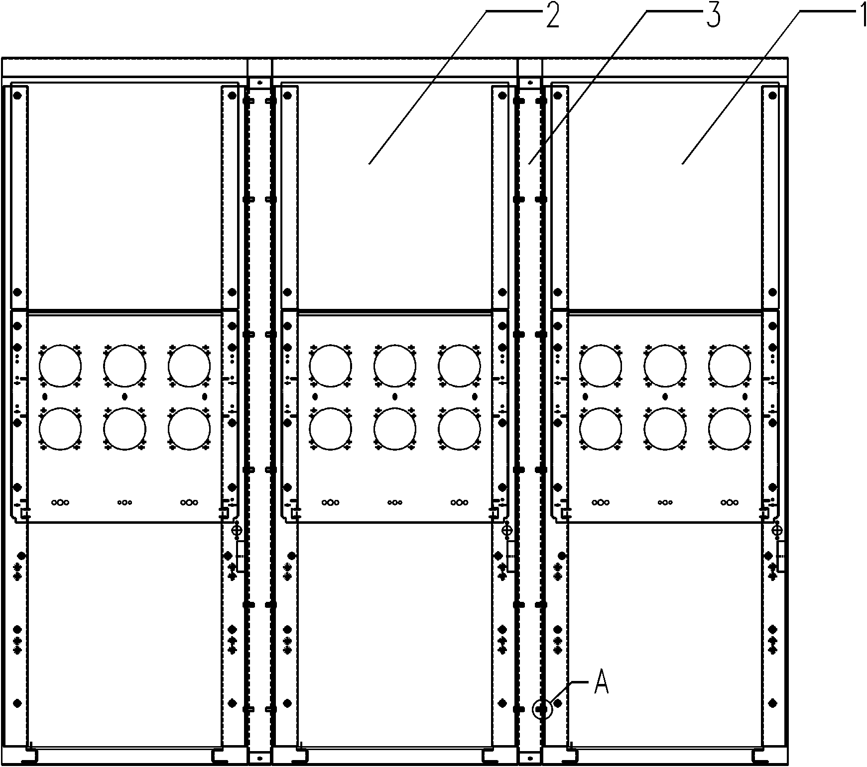 A cabinet splicing device with metal armored removable switchgear