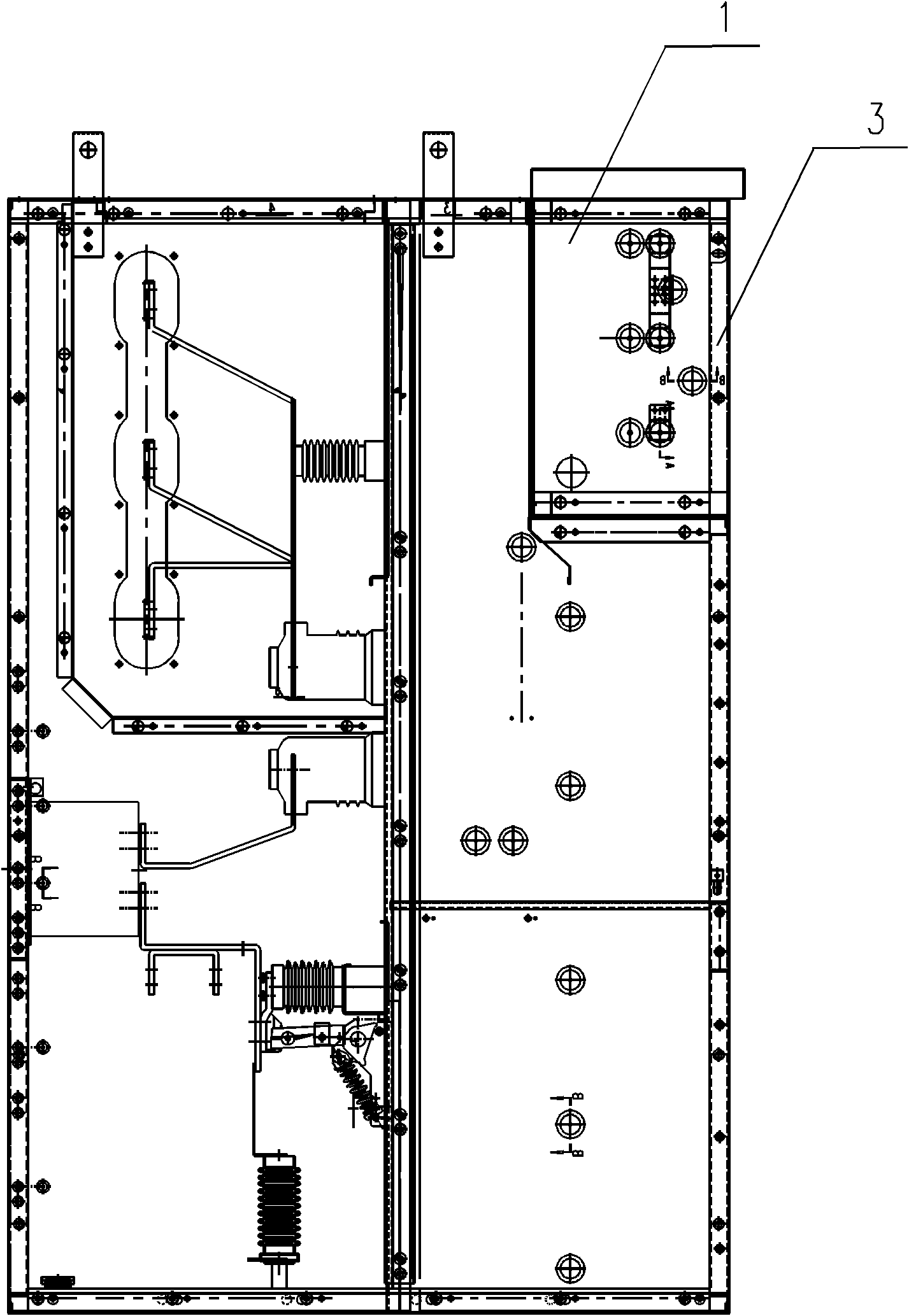 A cabinet splicing device with metal armored removable switchgear