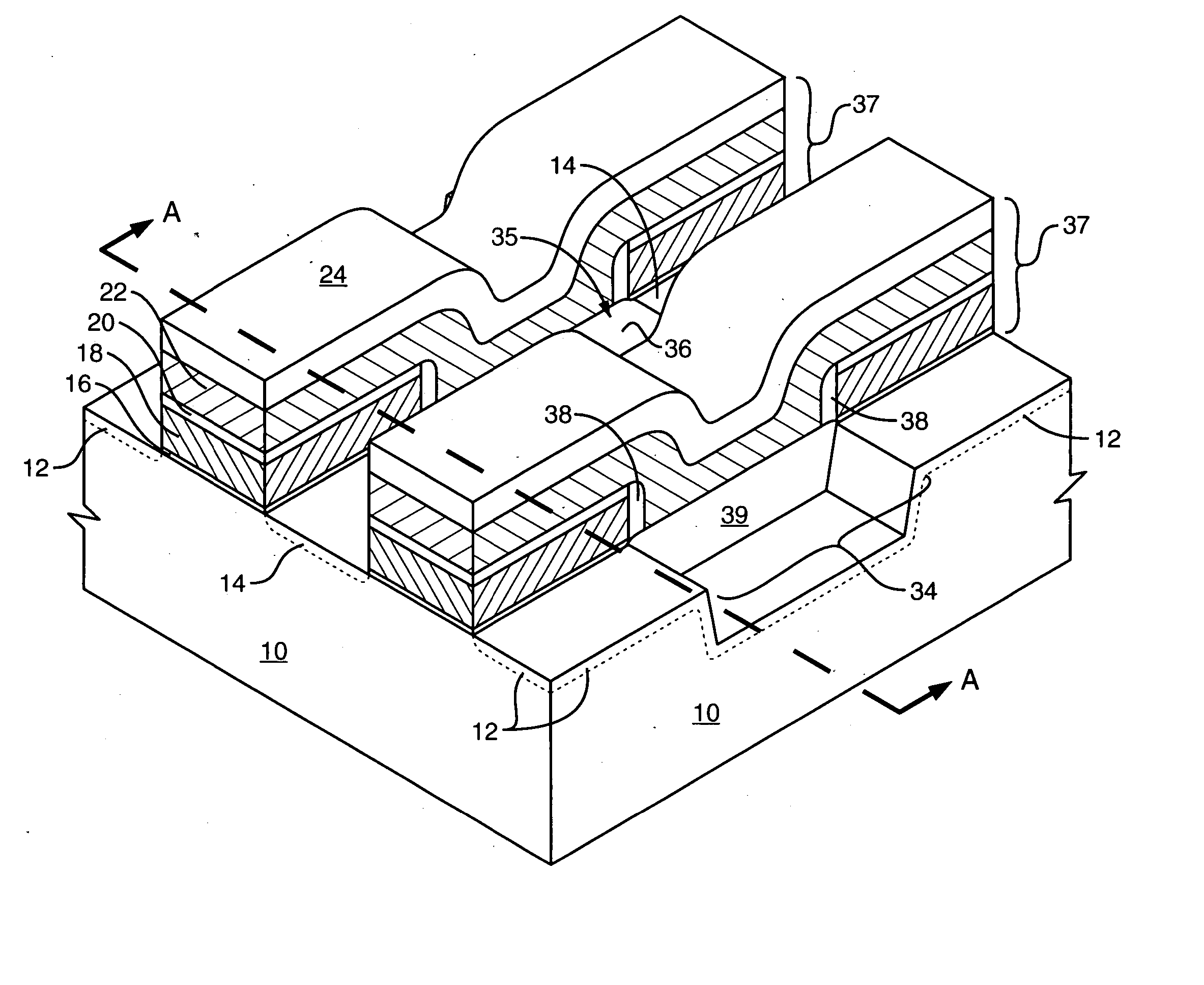 Use of selective oxidation to form asymmetrical oxide features during the manufacture of a semiconductor device