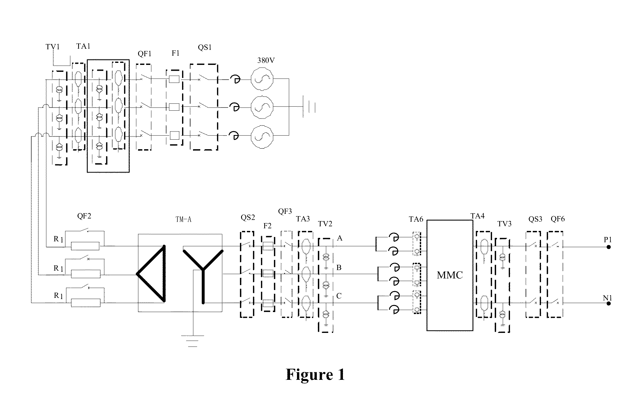 Real time dynamic physics simulation device of flexible DC transmission system