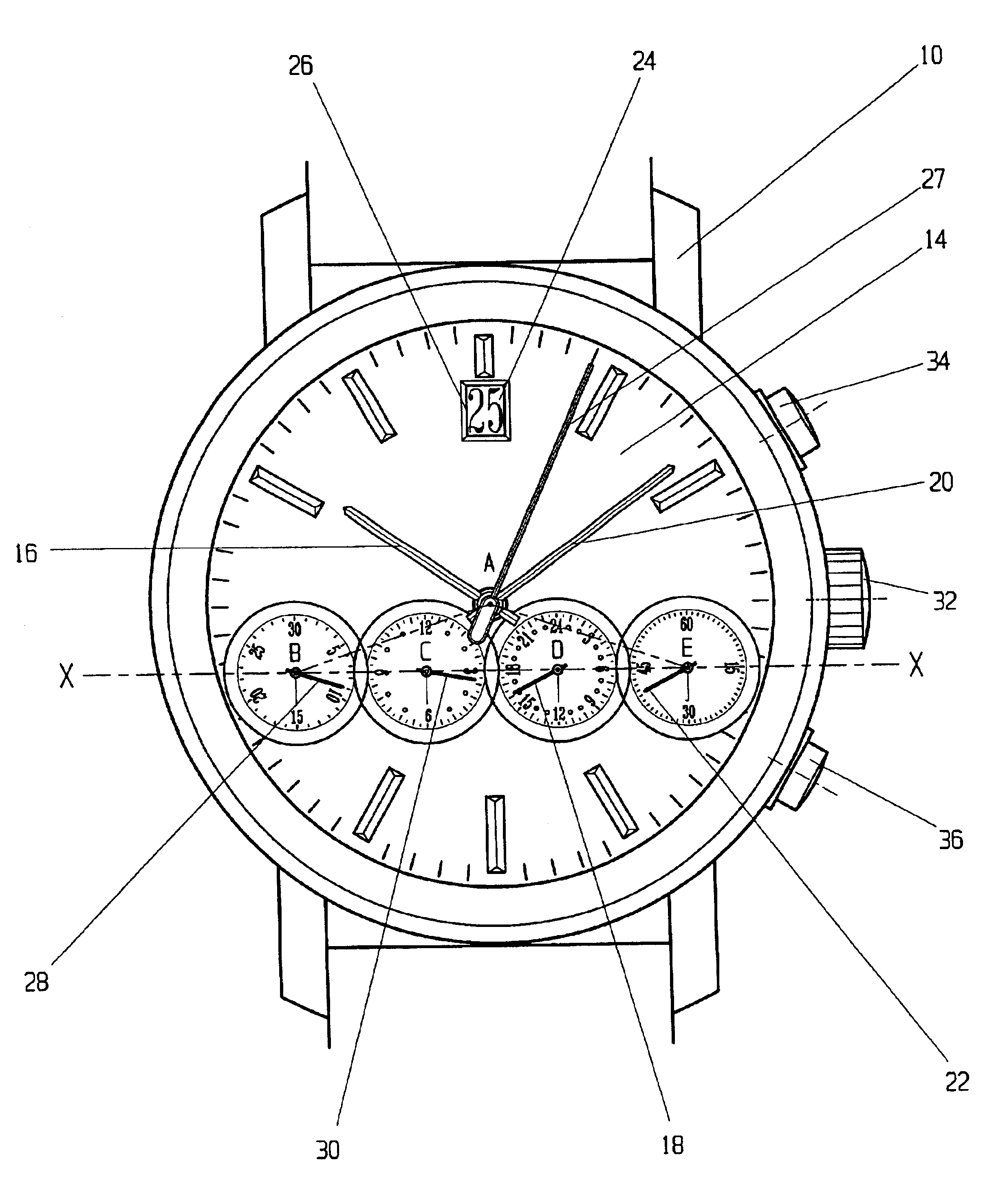 Watch movement with hand display