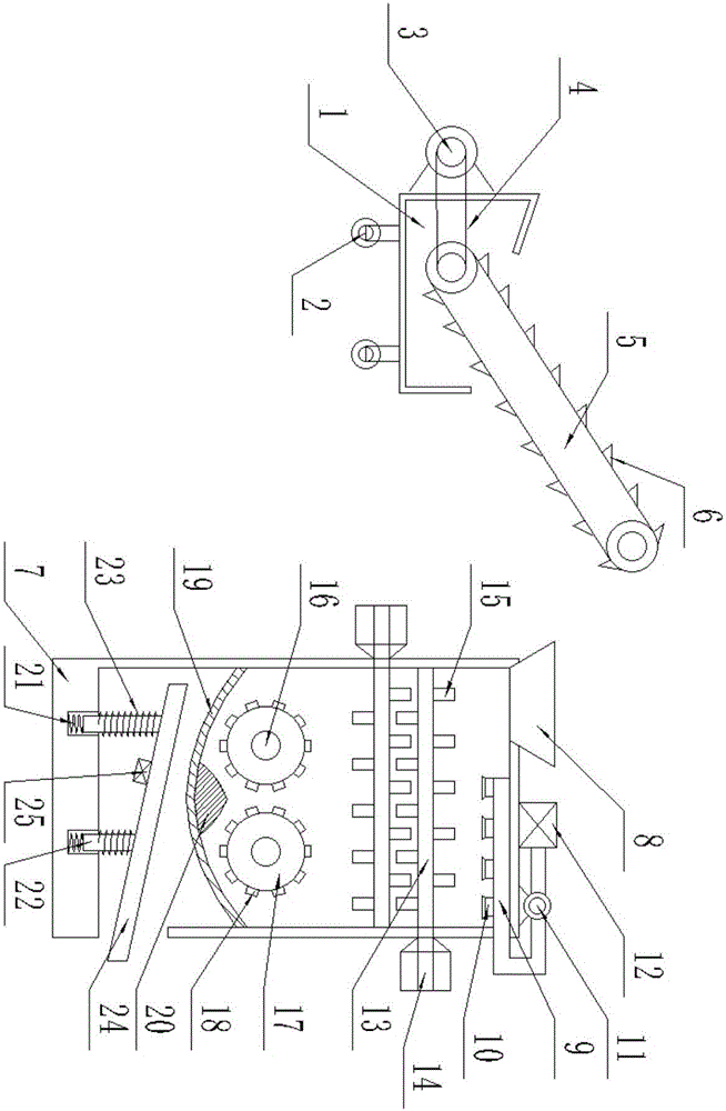 Construction waste treatment device with dual functions of crushing and screening