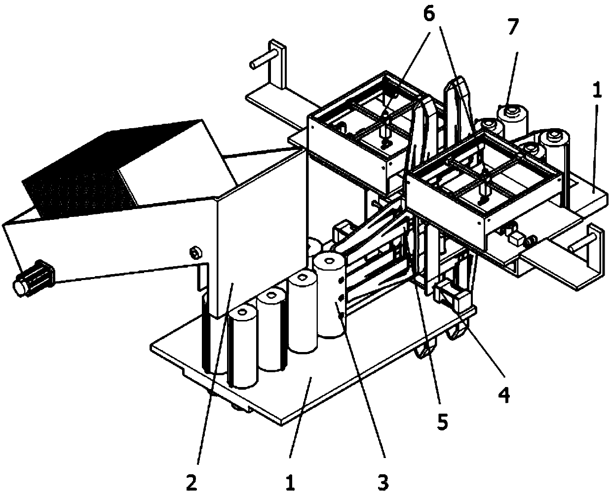 Threading machine and threading method for portable paper bag