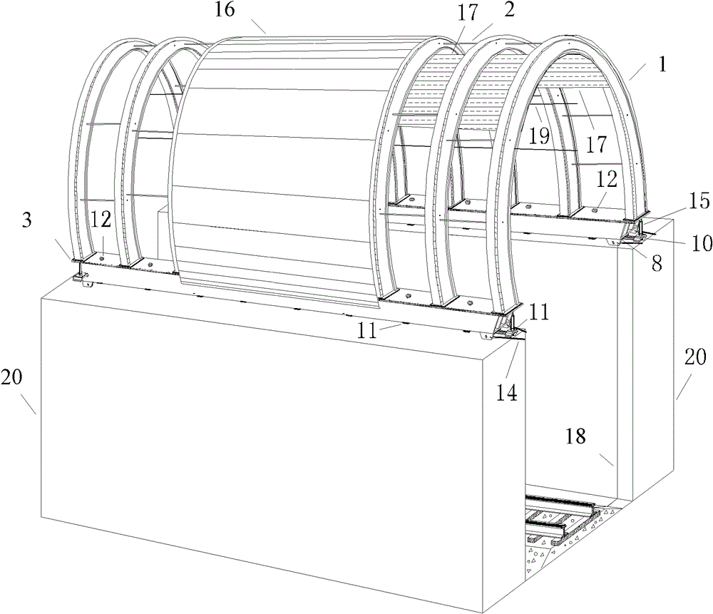 Arch ring lining trolley for additionally building open cut tunnel on electrified railway business line and construction method of arch ring lining trolley