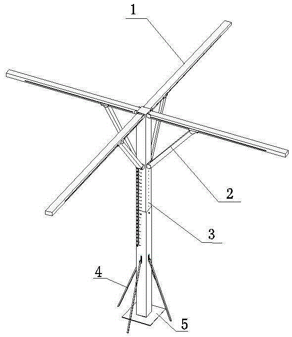 Umbrella-type template supporting system