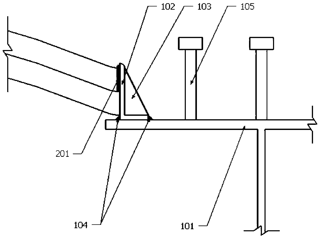 Connecting structure of corrugated arched steel plates and steel beams