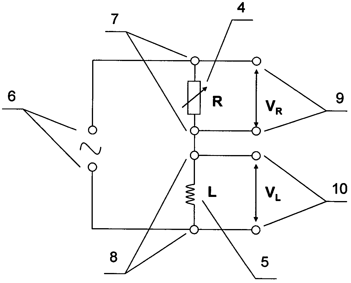 Device for measuring inductance by using oscillometric method