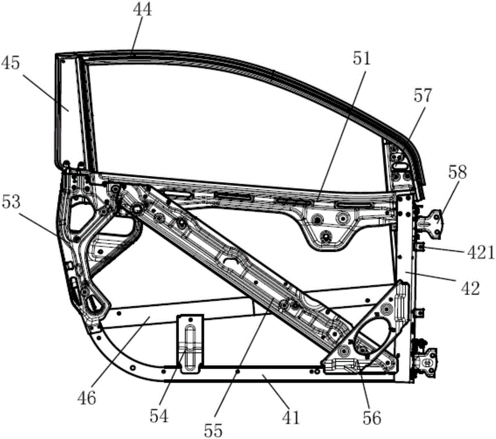 Automobile door framework structure