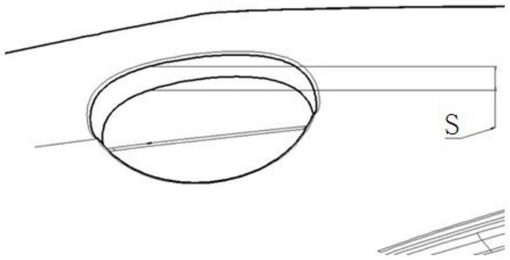 A flanging die for eliminating the surface undulation of the fuel tank port of the side wall outer plate