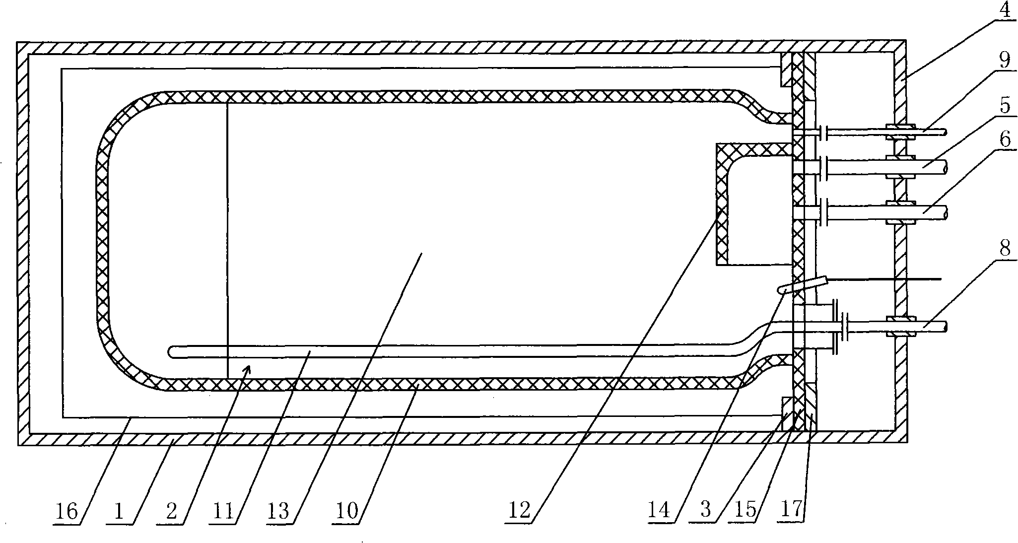 Container integrated modularizing pollutant handling arrangement