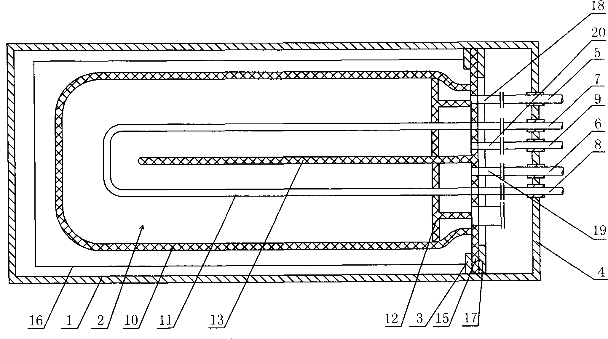 Container integrated modularizing pollutant handling arrangement