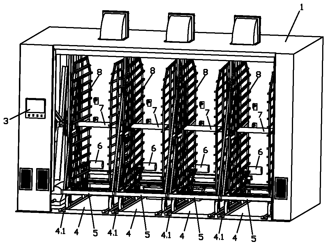 Moving egg vehicle type incubating machine with more flexible control