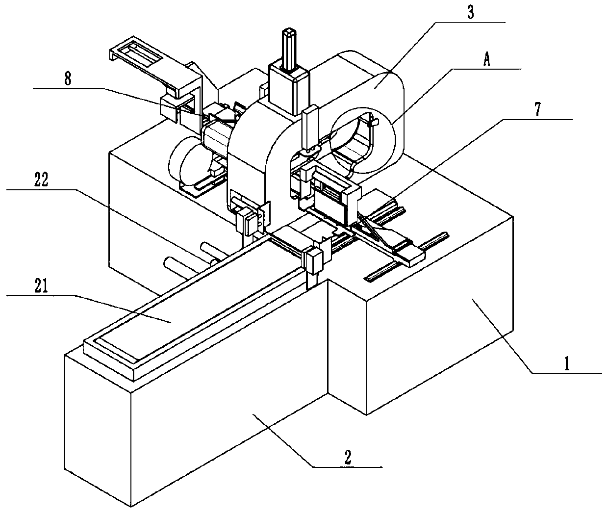 Automatic packaging device for cigarette case cardboard finished product