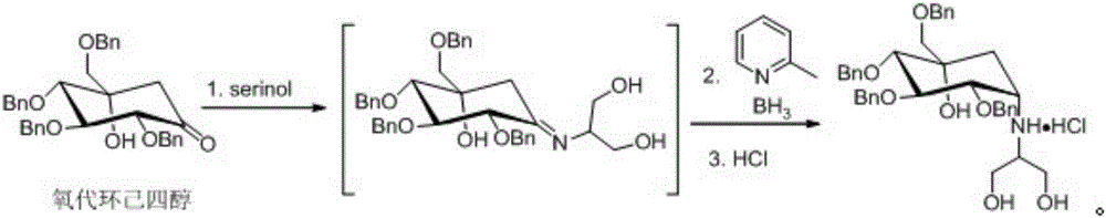 Process for preparing tetrabenzyl-voglibose hydrochloride